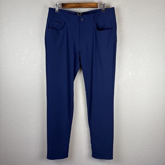 Peter Millar Crown Sport Mens Performance Five-Pocket Pants Size 34x32 Navy Golf - Picture 1 of 6